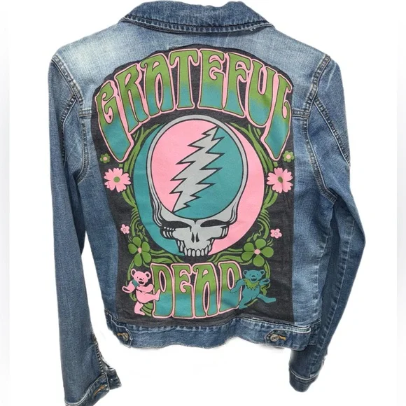 Upcycled Grateful Dead Denim Jacket with Graphic - Picture 1 of 5